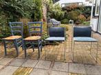 Vier eetkamerstoelen, Huis en Inrichting, Stoelen, Ophalen, Gebruikt, Blauw, Vier