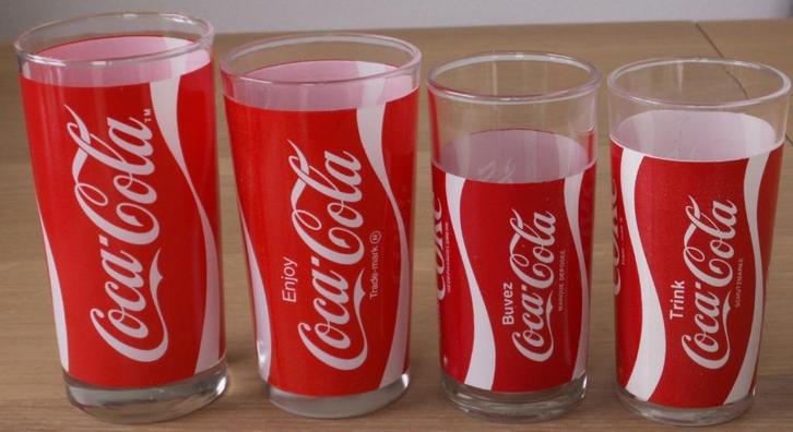 4 verschillende rode Coca-Cola Coke glazen, Verzamelen, Glas en Borrelglaasjes, Nieuw, Bierglas, Verzenden