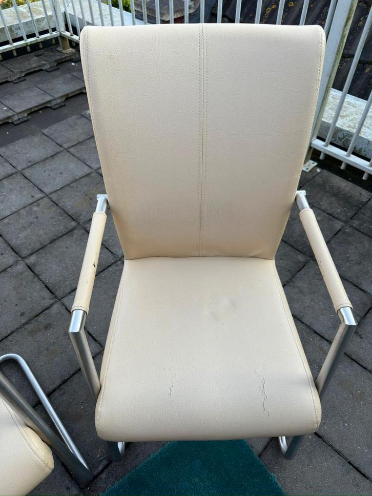 8 Stoelen nepleer, aluminium frame, Huis en Inrichting, Stoelen, Gebruikt, Vijf, Zes of meer stoelen, Metaal, Overige materialen