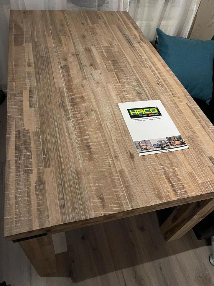 Mooie Houten Eettafel - acacia hout, Huis en Inrichting, Tafels | Eettafels, Zo goed als nieuw, 100 tot 150 cm, 150 tot 200 cm