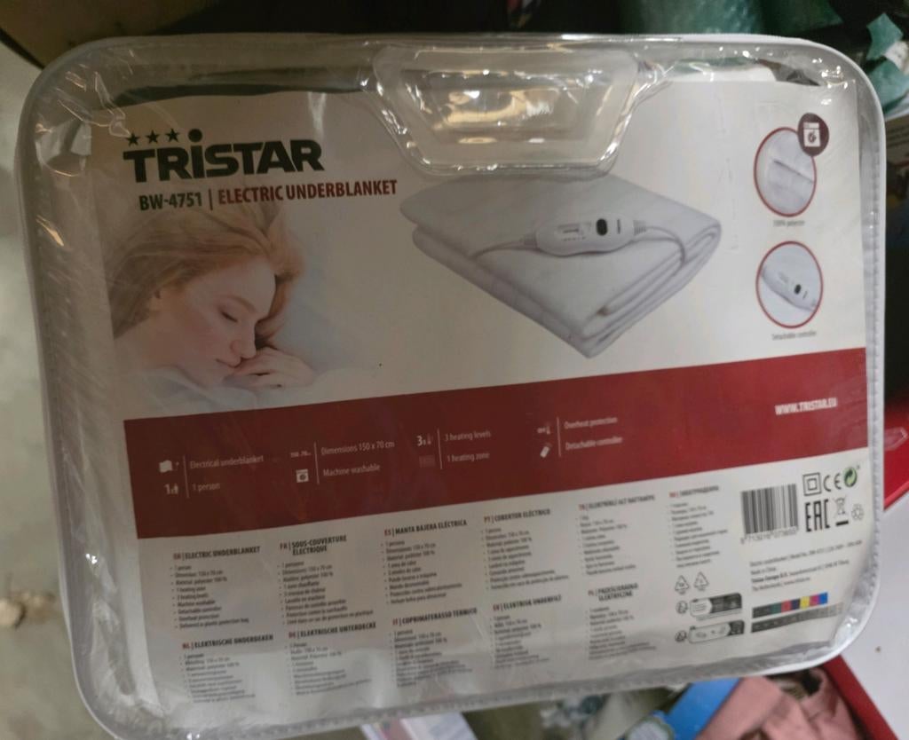 Tristar Elektrische Deken - Nieuw in Verpakking, Eenpersoons, Wit, Nieuw, Ophalen of Verzenden