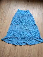 Blue openwork maxi skirt crochet Boho summer festival fairy, Italian, Gedragen, Blauw, Maat 38/40 (M)