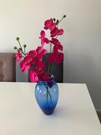 Glazen bloemenvaas kobalt blauw, Huis en Inrichting, Woonaccessoires | Vazen, Minder dan 50 cm, Glas, Blauw, Zo goed als nieuw