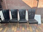 4 eetkamer stoelen, Huis en Inrichting, Stoelen, Gebruikt, Zwart, Leer, Ophalen of Verzenden