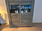 Vitrinekast met verlichting, Ophalen, 100 tot 150 cm, Zo goed als nieuw, Met lade(s)