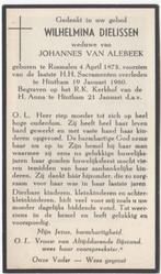 Wilhelmina Dielissen 1873 Rosmalen + 1960 Hintham, 86 jaar, Verzamelen, Bidprentjes en Rouwkaarten, Verzenden
