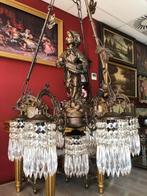 Kristallen kroonluchter / hanglamp antiek barok beeld brons, Ophalen of Verzenden, Overige materialen, Antiek / klassiek