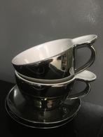 Twee soepkommen zilver met wit, Huis en Inrichting, Keuken | Servies, Ophalen of Verzenden, Aardewerk, Overige stijlen, Kom(men)