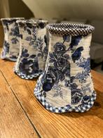 3 Delfts blauwe lampenkapjes, Ophalen, Delfts blauw, Rond, Zo goed als nieuw