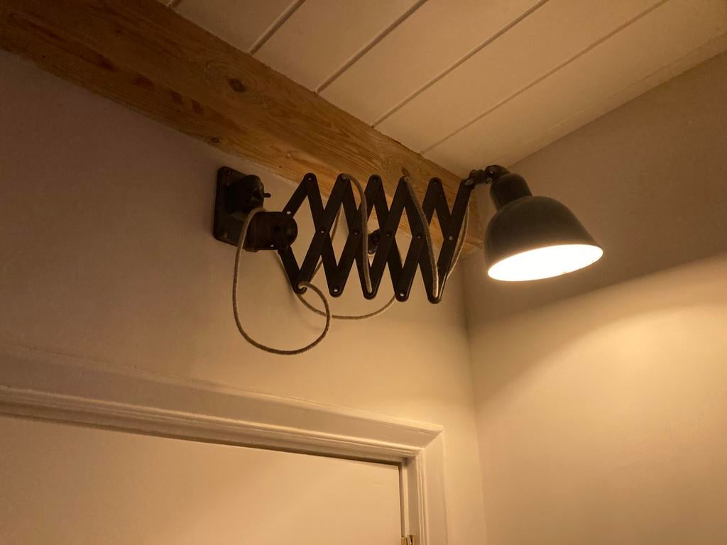 Schaarlamp siemens, Huis en Inrichting, Lampen | Wandlampen, Ophalen of Verzenden, Gebruikt, Overige materialen, Industrieel