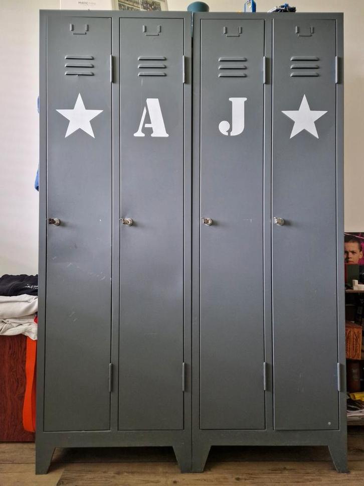 Stoere vintage lockerkast kledingkast kinderkamer, Kinderen en Baby's, Kinderkamer | Commodes en Kasten, Zo goed als nieuw, 105 cm of meer