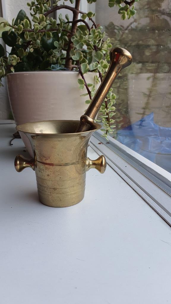 Vintage Messing Vijzel en Stamper, Antiek en Kunst, Antiek | Koper en Brons, Ophalen of Verzenden