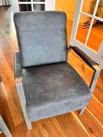 2 antraciet grijze leren fauteuils, Huis en Inrichting, Fauteuils, Ophalen, Zo goed als nieuw, 75 tot 100 cm, 50 tot 75 cm