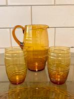 Waterstel leerdam amber retro glaswerk, Antiek en Kunst, Verzenden