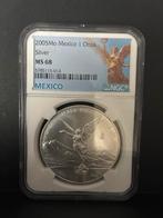 2005 Mexico 1 Onza Zilveren Munt MS 68 NGC, Ophalen of Verzenden, Midden-Amerika, Losse munt, Zilver