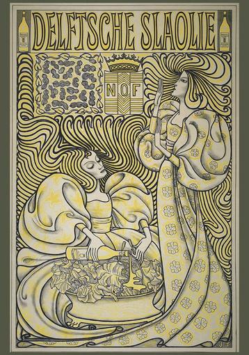 Grote poster Delftsche Slaolie van Jan Toorop 70x100cm! beschikbaar voor biedingen