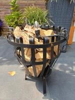 Sfeervolle vuurkorf met houtblokken en verlichting, Ophalen, Gebruikt, Vuurkorf