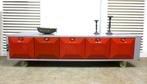Prachtige rood grijze retro tv kast, Ophalen, 150 tot 200 cm, Zo goed als nieuw, Minder dan 100 cm