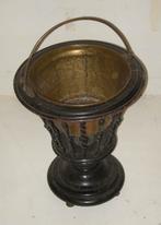 Antieke Jardinière, hout, messing wijnkoeler mand 19e eeuw, Ophalen, Gebruikt, Overige materialen