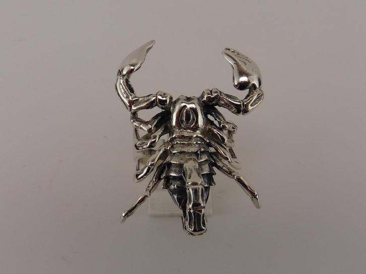 Zilveren ring Schorpioen                                Z177, Sieraden, Tassen en Uiterlijk, Ringen, Gebruikt, Dame of Heer, 19 tot 20