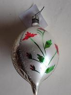 oude kerstbal druppel met deco beschildering / zilver H 12, Ophalen, Gebruikt