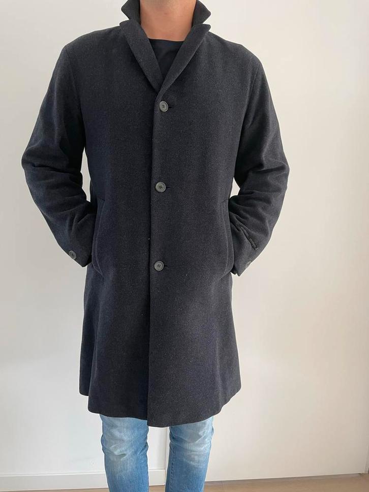 Cashmere Wollen Mantel - Maat 48. Merk Strellson., Kleding | Heren, Jassen | Winter, Gedragen, Maat 48/50 (M), Blauw, Ophalen of Verzenden