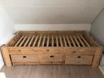 Steigerhouten bed, Ophalen, 85 tot 100 cm, Gebruikt, Lattenbodem