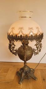 Antieke grote tafellamp schemerlamp melkglas messing, Huis en Inrichting, Ophalen of Verzenden, Gebruikt, Minder dan 50 cm