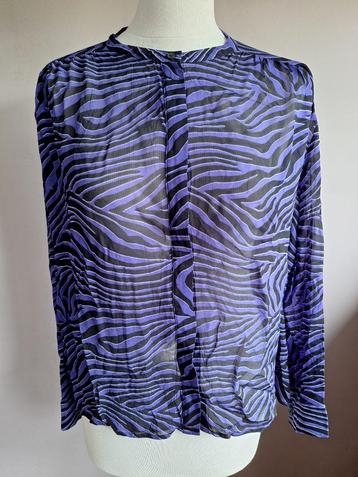 Nieuwe dunne zwart/paarse stretch blouse van Samsoe, XL beschikbaar voor biedingen