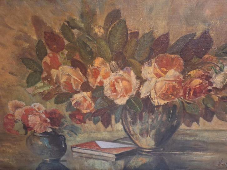 Bloemstilleven Schilderij Franse school, Antiek en Kunst, Kunst | Schilderijen | Klassiek, Ophalen of Verzenden