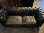 Chesterfield (2x), Huis en Inrichting, Banken | Bankstellen, Rechte bank, Gebruikt, Leer, Ophalen