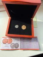 Gouden 5 Guldenmunt & Zilveren Dubbeltje Set, Postzegels en Munten, Munten | Nederland, Setje, 5 gulden, Koningin Wilhelmina, Goud