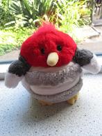Vogel in rood wit grijs velours Mushabelly kan fluiten als, Ophalen of Verzenden, Zo goed als nieuw, Overige typen