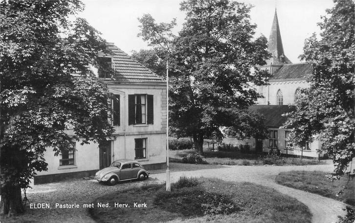 AZ010 Elden bij Arnhem Pastorie en kerk 1964, Verzamelen, Ansichtkaarten | Nederland, Ongelopen, Gelderland, 1960 tot 1980, Verzenden