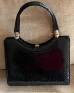 Vintage grote handtas - reptielleer. Jaren 50/60., Sieraden, Tassen en Uiterlijk, Tassen | Damestassen, Verzenden, Gebruikt, Zwart