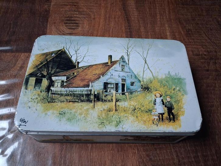 uit oma's kast nostalgische rien poortvliet koektrommel, Verzamelen, Blikken, Gebruikt, Koek(jes), Ophalen of Verzenden