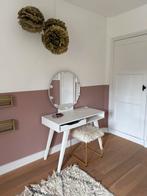Kaptafel met spiegel, krukje en lampjes, Huis en Inrichting, Tafels | Kaptafels, Ophalen, Gebruikt, 50 tot 100 cm, Minder dan 100 cm