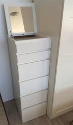 Ikea Malm ladekast 6 lades wit / spiegelglas, Huis en Inrichting, Kasten | Ladekasten, Ophalen, 50 tot 100 cm, Zo goed als nieuw