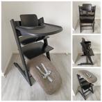 ZGAN! Stokke Tripp Trapp zwart+babyset,2standen newborn,tray, Stoelverkleiner, Ophalen of Verzenden, Zo goed als nieuw, Stokke Tripp Trapp