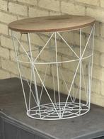 Bijzettafel/Wasmand - Hout & Metaal, Ophalen, Minder dan 45 cm, Minder dan 55 cm, Rond