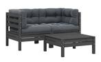 3-delige Loungeset met kussen, grenenhout grijs, nieuw, Eenpersoons, Nieuw, Ophalen of Verzenden, 200 cm