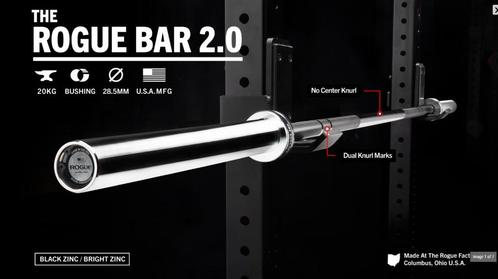 The Rogue Bar 2.0 - Black Zinc Nieuw, Sport en Fitness, Fitnessmaterialen, Nieuw, Halterstangen, Ophalen