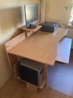 Bureau beuken met verschuifbaar beeldschermplateau, Huis en Inrichting, Ophalen, Gebruikt, Bureau