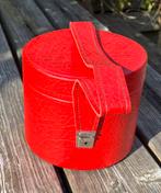 Vintage beautycase rond, Ophalen of Verzenden, Gebruikt, Rood, Met spiegeltje(s)