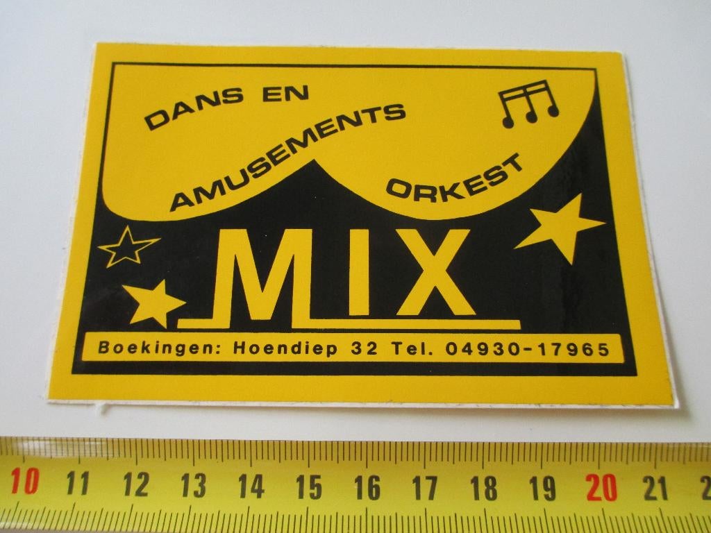 sticker deurne dans en amusements orkest MIX (geel) *, Ophalen, Zo goed als nieuw