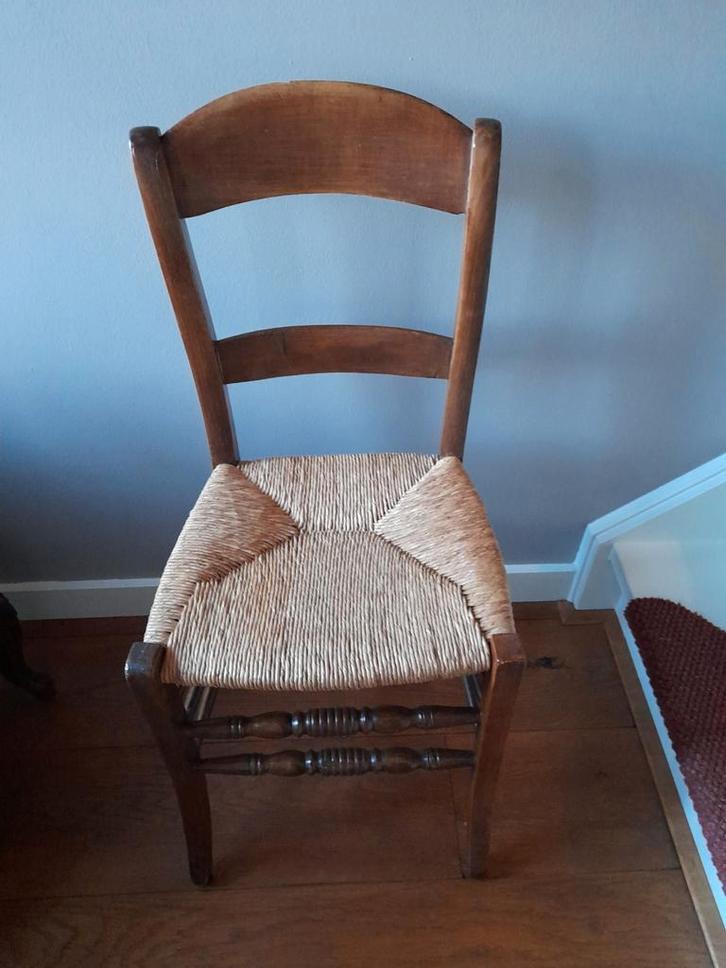 Houten Keukenstoel met riet zitting 4 stuks., Huis en Inrichting, Stoelen, Gebruikt, Bruin, Ophalen of Verzenden