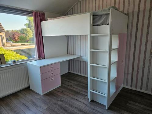 Hoogslaper met Bureau en Kledingkast, Kinderen en Baby's, Kinderkamer | Stapelbedden en Hoogslapers, Gebruikt, Hoogslaper, Ophalen