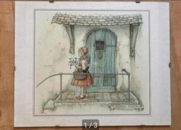 Anton Pieck ingelijste prent van Roodkapje van de Efteling beschikbaar voor biedingen