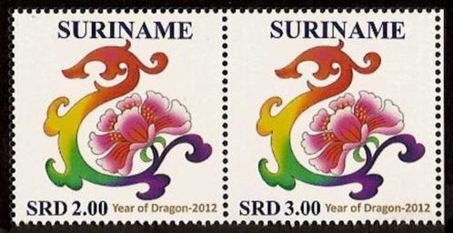 Suriname 1872/3 postfris Jaar van de draak 2012, Postzegels en Munten, Postzegels | Suriname, Postfris, Ophalen of Verzenden