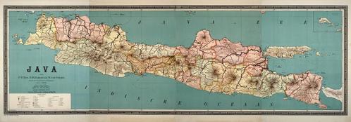 GROTE landkaart van Java Nederlandsch Indië ~1921 (nieuw), Boeken, Atlassen en Landkaarten, Landkaart, Nederland, Ophalen of Verzenden